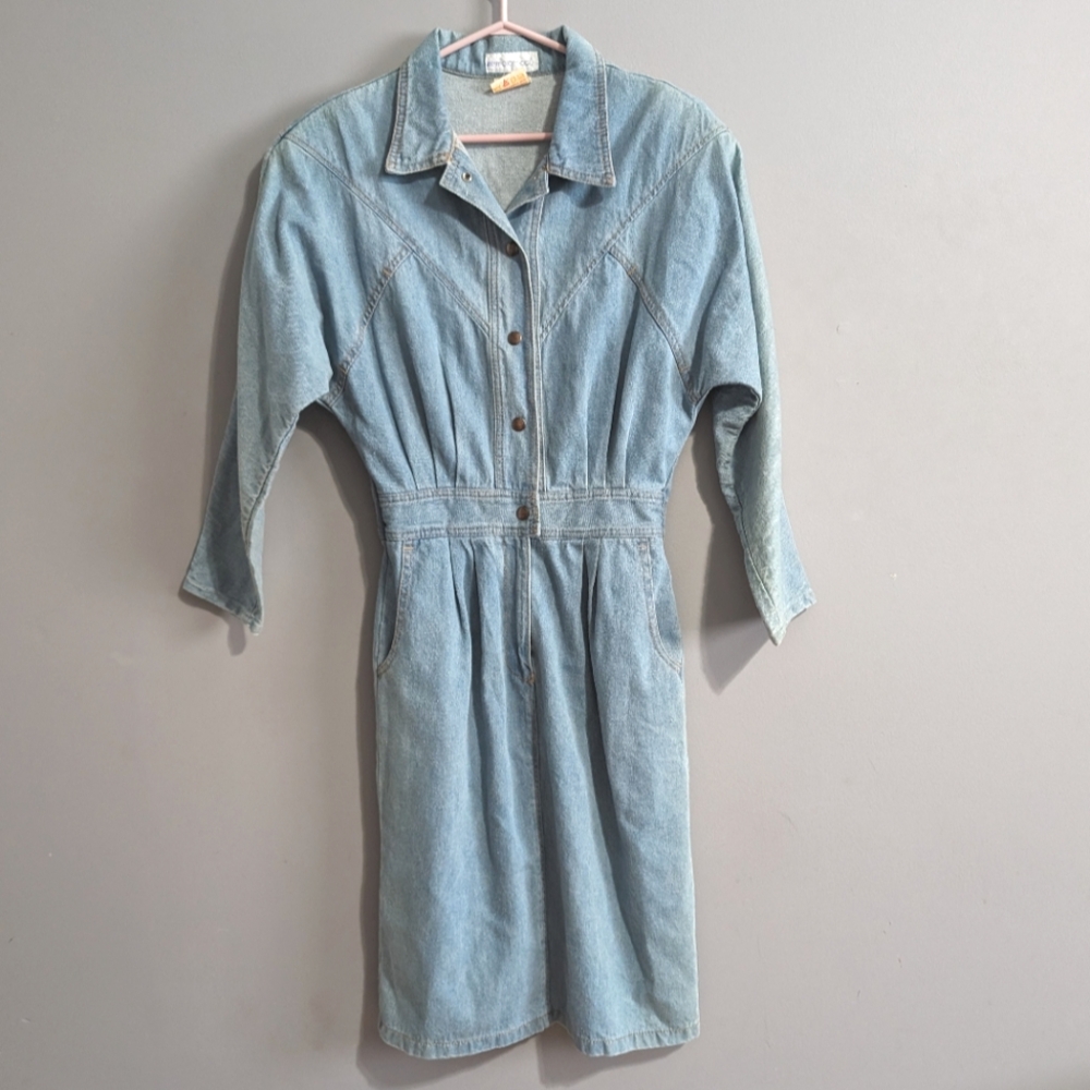 Impromptu vintage women's blue jean midi western longsleeve dress size 10